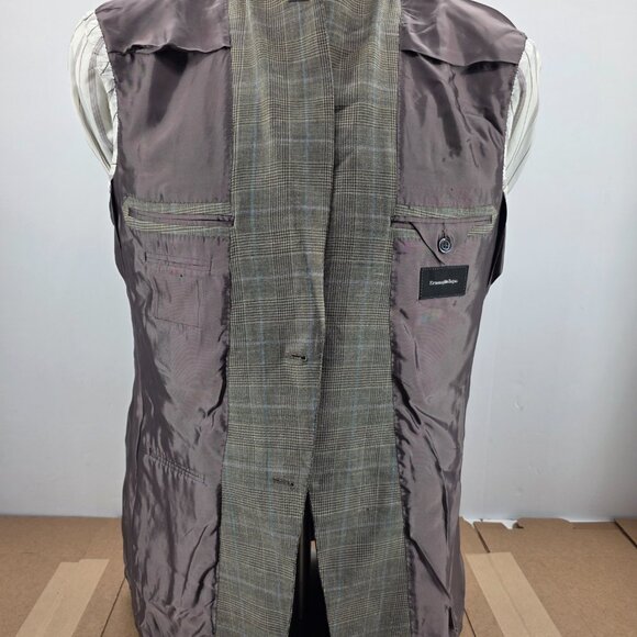 Ermenegildo Zegna 44L Sport Coat Gray Windowpane Wool Silk Linen Blazer Jacket - Picture 8 of 13
